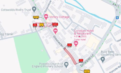Map showing planned road closure area