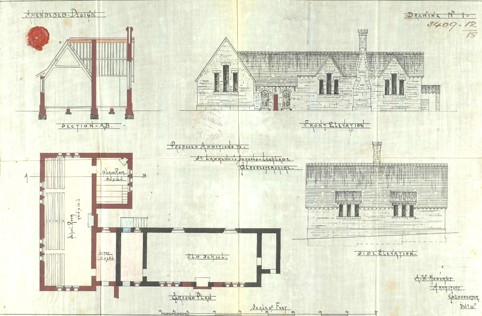 Architect's drawing showing proposed enlargement of St. Lawrence’s County Primary, n.d. [1873];