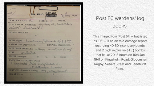 A photo of the Post F6 warden's log books