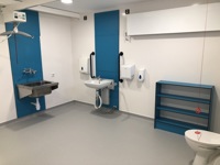 Perspective 2 of new hygiene suite at The Shrubberies focused on the hoist