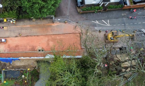 Aerial view of bridge repair