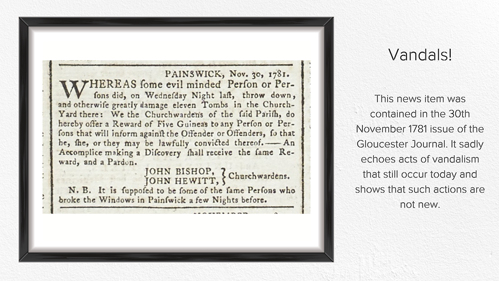 A news article about an act of vandalism