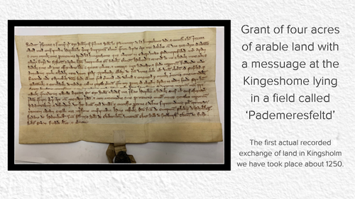 A photo of the grant of four acres of arable land