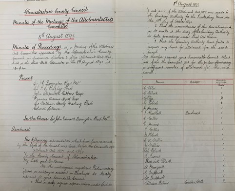 Allotments Acts Committee Minutes, 8 August 1891