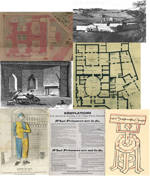 A collage of various documents related to the history of Gloucestershire's prisons and prisoners