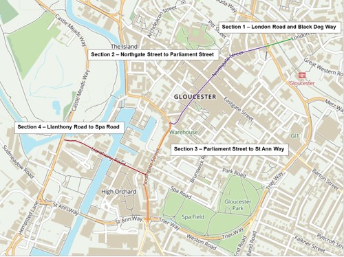 City Centre Map showing each section