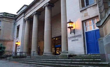 Shire Hall, Gloucester - an  elevation from Westgate Street showing main entrance and steps