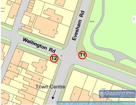 Map showing location of two trees to be removed