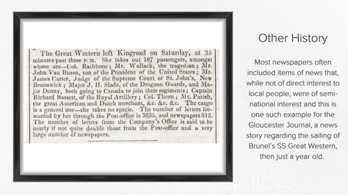 A news story about the sailing of Brunel's SS Great Western