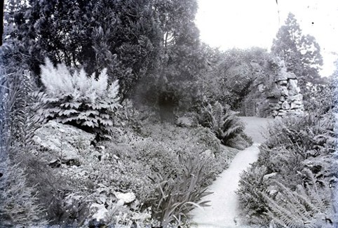 An image of a grotto covered in snow