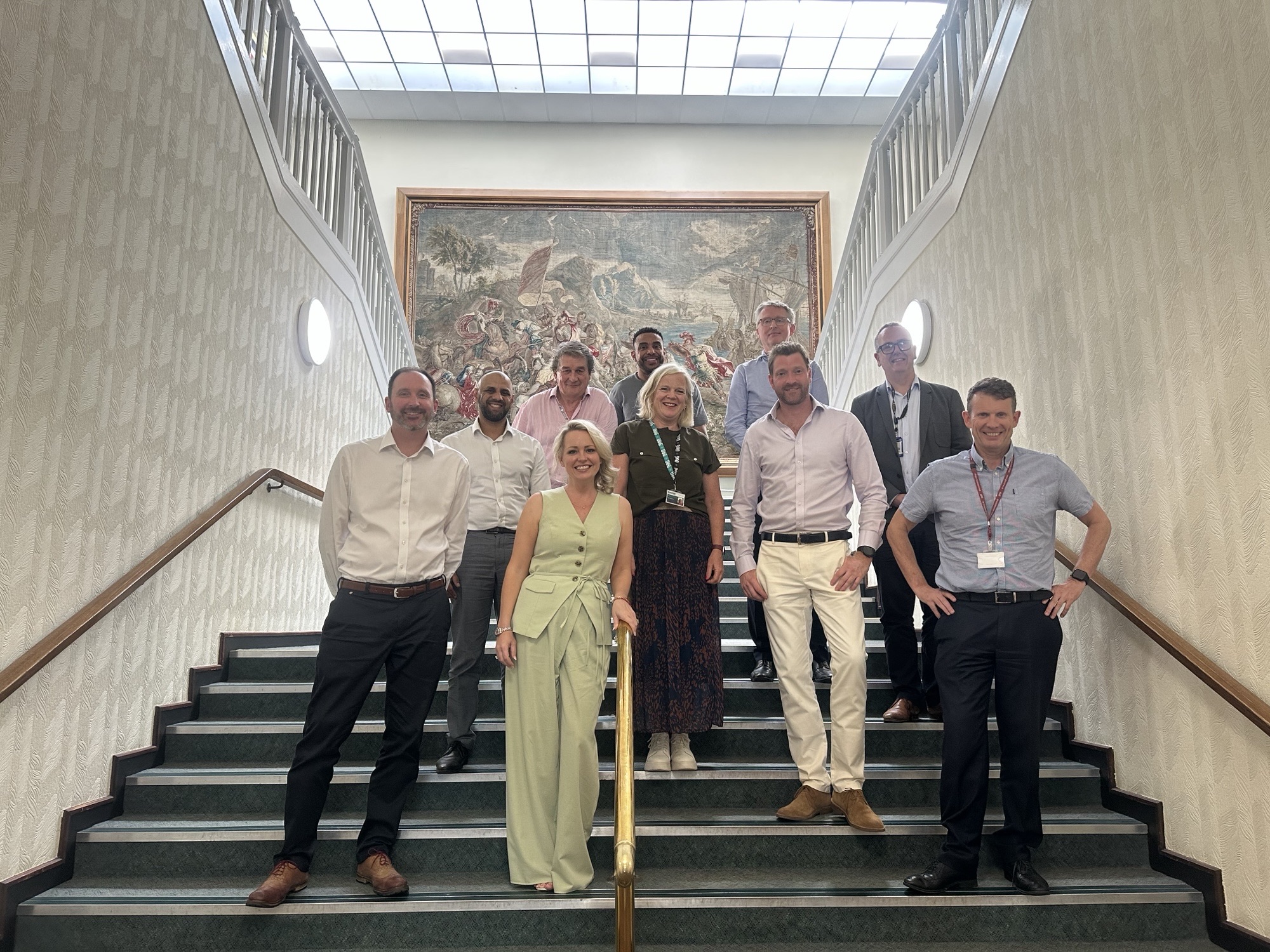 Left to right: Rob Stemp, Asif Rehmanwala, Hugh Phillimore, Nicola Bird, Malaki Patterson, Clare Marchant DBE, Mark Lawton, Alex Rose, Cllr Julian Tooke, Matthew Burgess