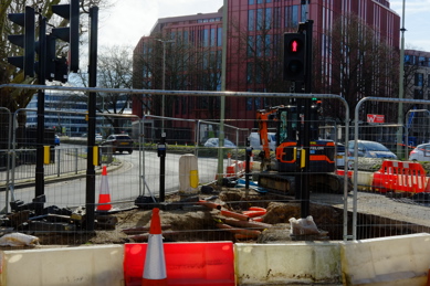 Phase 1 construction, junction of London Road and Black Dog Way.