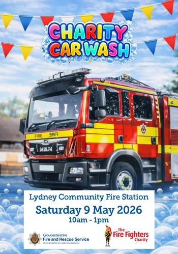 Poster for Charity car wash in aid of the Fire fighters Charity 9 May 2026, 10am to 1pm