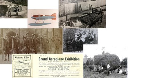 A composite image of planes, soldiers and a ticket to an aeroplane exhibition