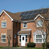 House with solar panels on the roof