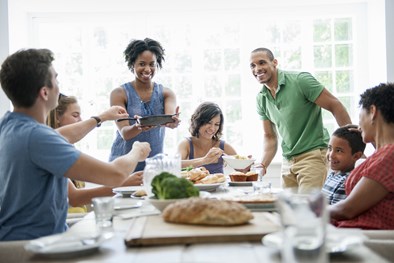 A family eating dinner