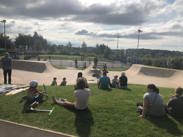 Families at a skate park