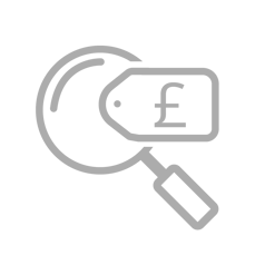 An image of a magnifying glass. A label with a pound sign on it is attached to the magnifying glass.