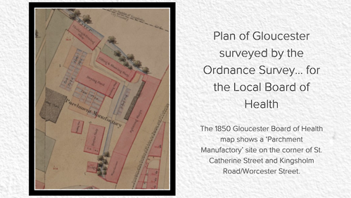 A photo of the plan of Gloucester surveyed by the Ordnance Survey for the local board of Health.