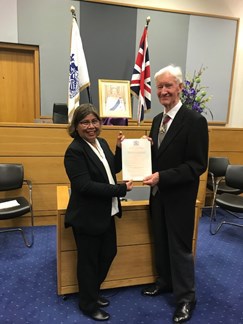 Couple at their citizenship ceremony