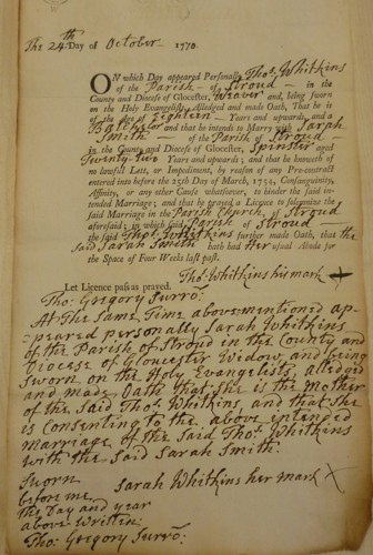 GDR-Q1-1770-187 Marriage licence Whitkins-Smith