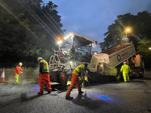 Photo of resurfacing work on Stratford Road summer 2024