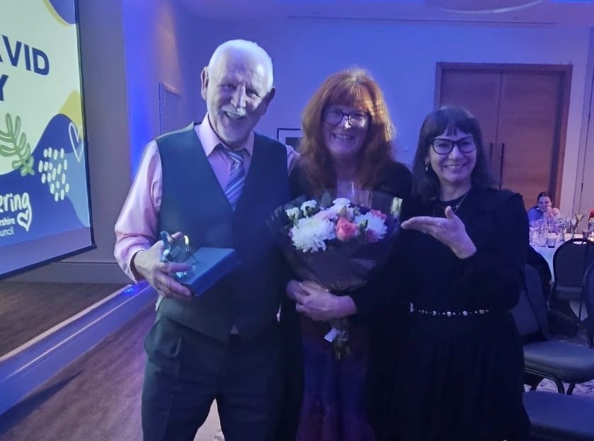  Foster carers David and Elaine Bradley with Cllr Lisa Spivey