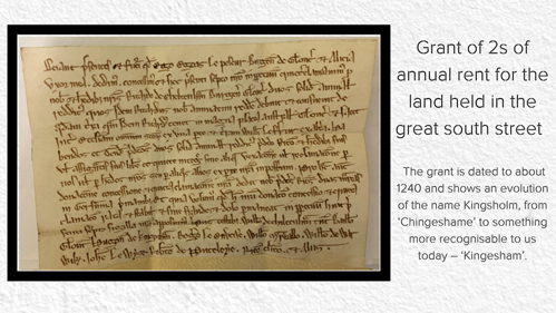A photo of the grant of 2s of annual rent for the land held in grate south street