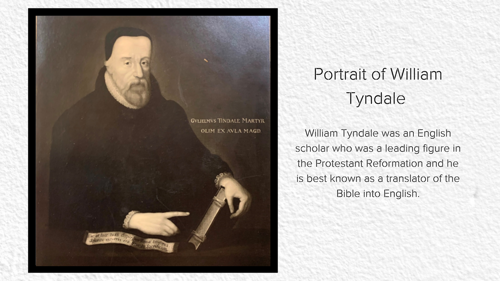 A photo of the portrait of William Tyndale