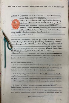 Contract with Spackman & Sons for a new county library and office, Gloucester, March 1936