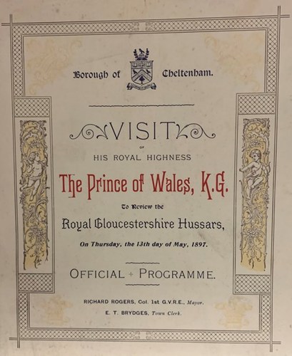 A programme detailing the visit of HRH The Prince of Wales to the Royal Gloucestershire Hussars in 1897