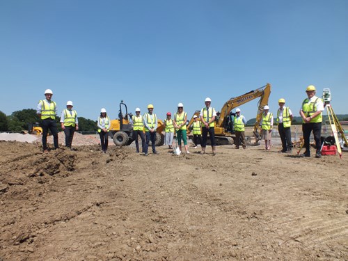 A photo of construction workers on site at Great Oldbury Primary Academy