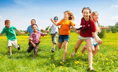 Children playing in a field
