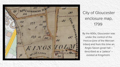 A photo of the City of Gloucester enclosure map from 1799