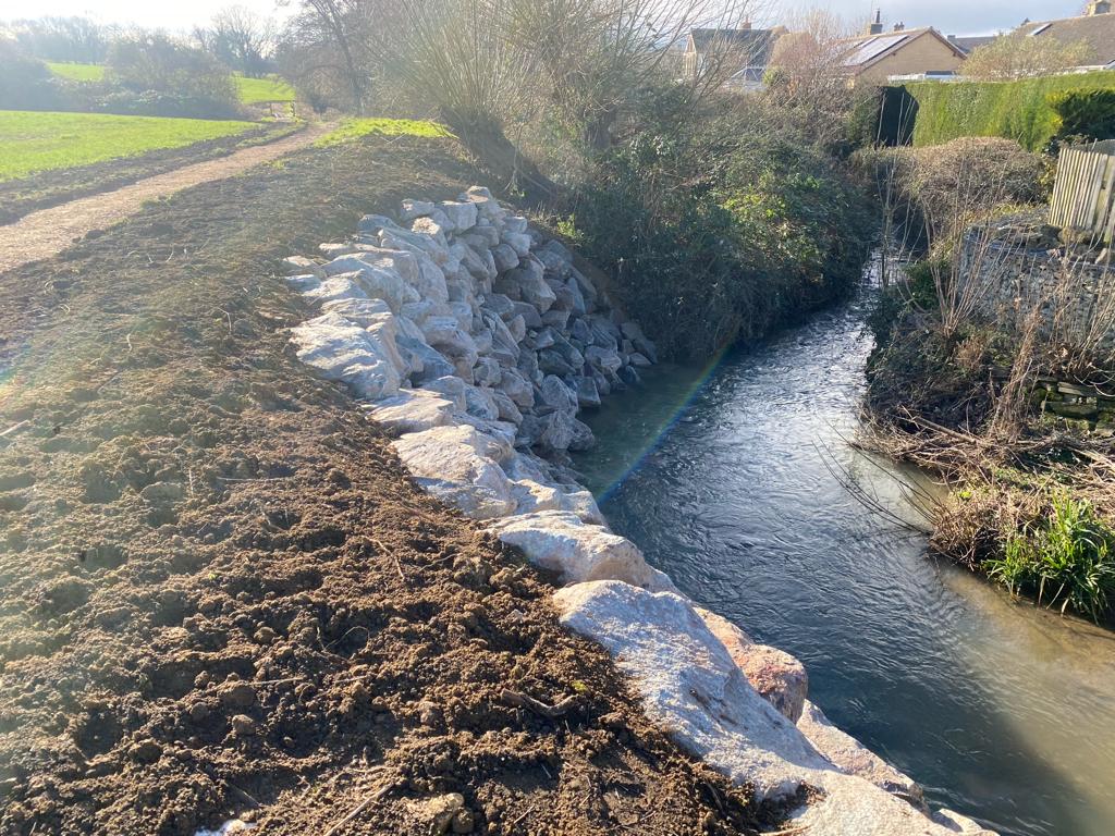Repairs to the riverbank in Winchcombe