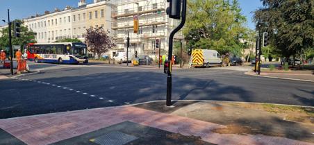 Wellington Road junction with new pedestrian crossings