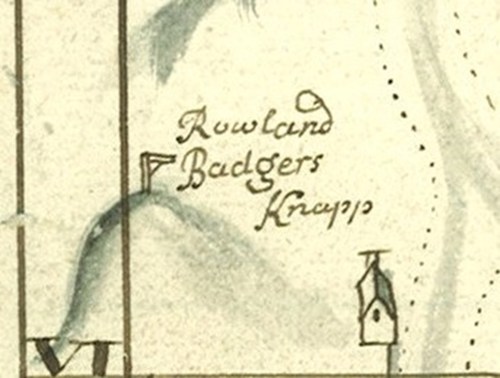 A photo of an old map, showing the location of Rowland Badgers Knapp