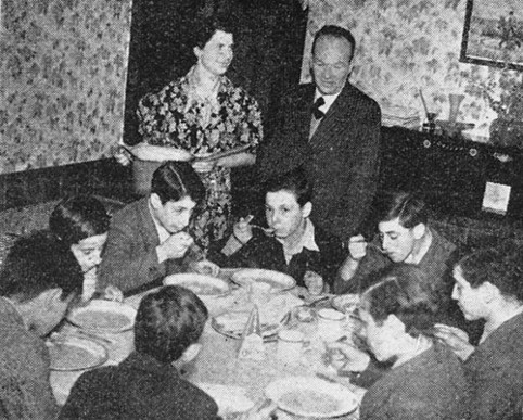 An image of the Gloucester boys eating dinner