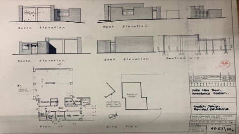 Plan and elevations of Yate Ambulance Station, 1966